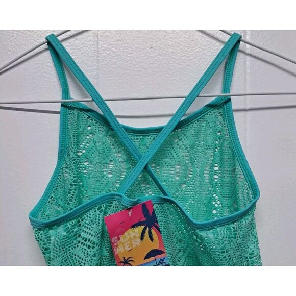 Girls Swim Cover Ups Beach Crochet‎ Mesh Crossback Swimsuits Cover Up Dress Sz S - Picture 7 of 10